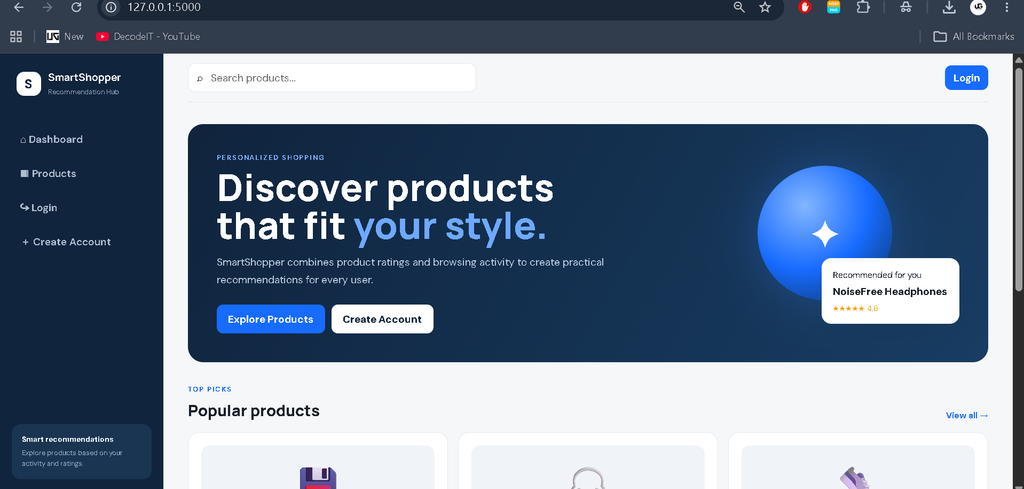 Product Recommendation System Using Python Flask