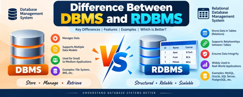 Difference Between DBMS and RDBMS