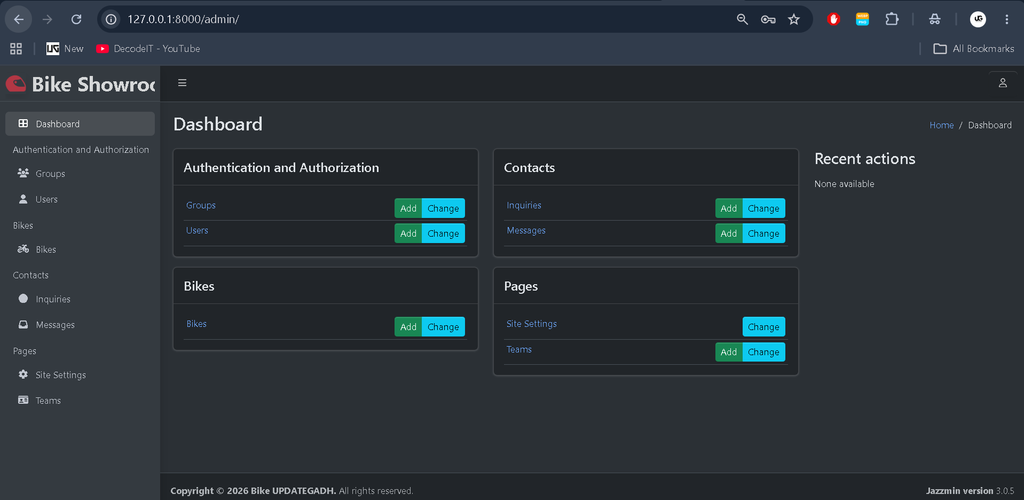 Bike Showroom Management System Using Python Django