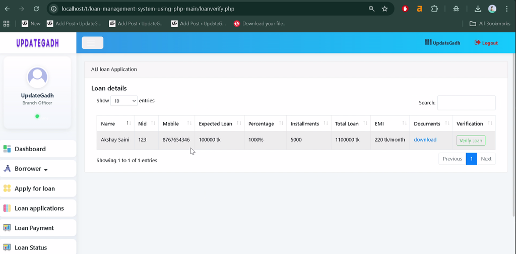 Loan Management System Using PHP and MySQL-5