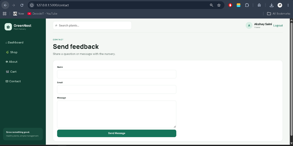 Nursery Plant Management System Using Python Flask and MySQL
