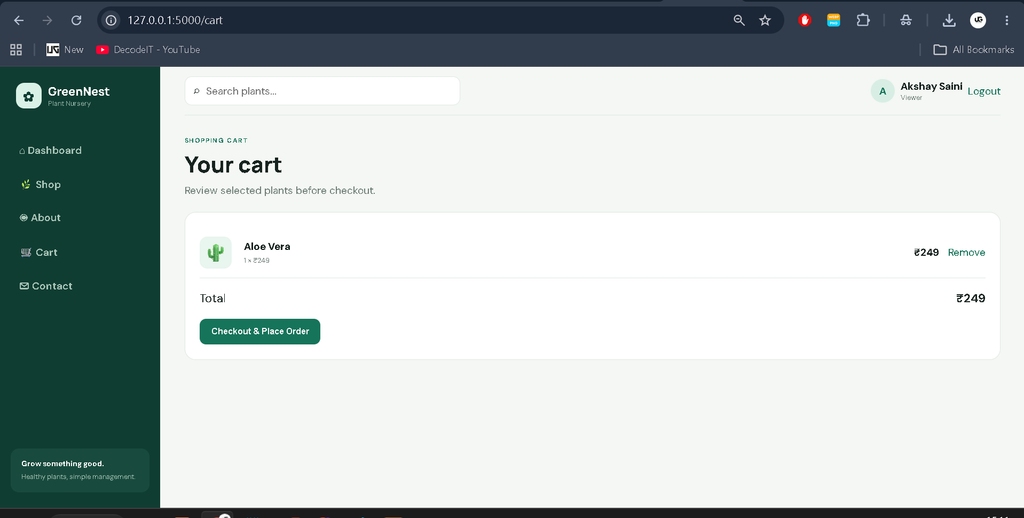 Nursery Plant Management System Using Python Flask and MySQL
