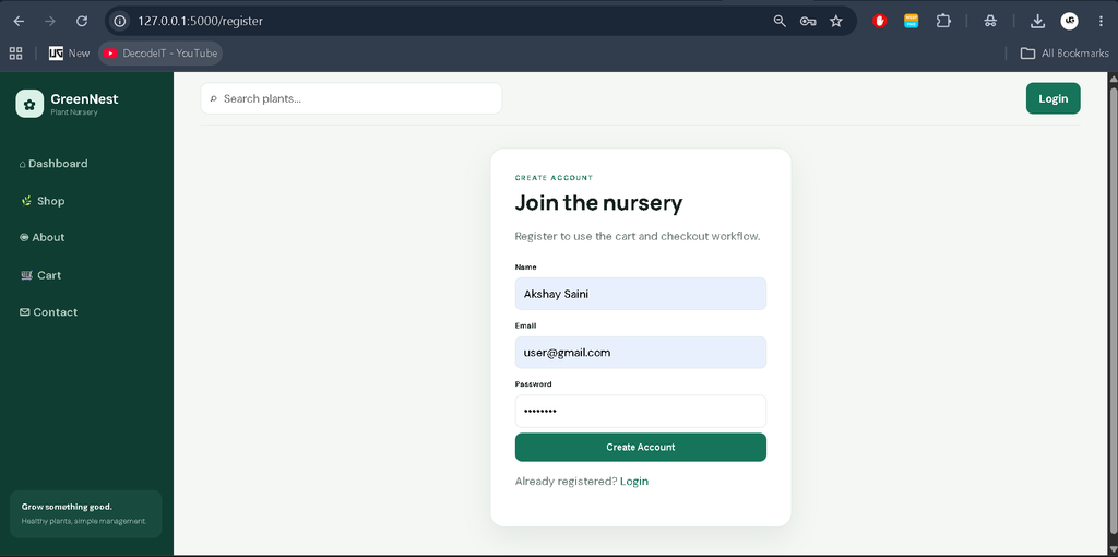 Nursery Plant Management System Using Python Flask and MySQL