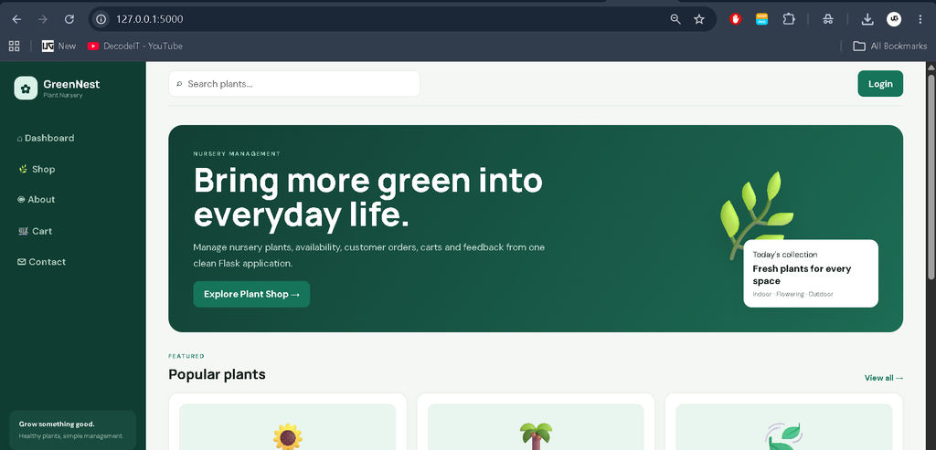 Nursery Plant Management System Using Python Flask and MySQL