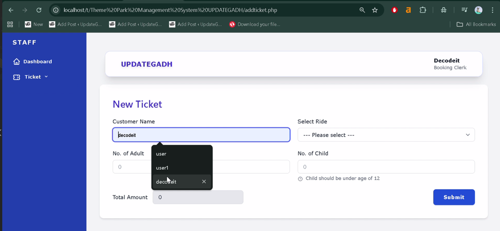 Theme Park Management System Using PHP and MySQL-7