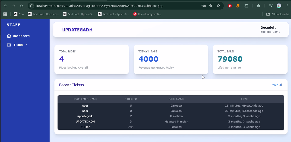 Theme Park Management System Using PHP and MySQL-6