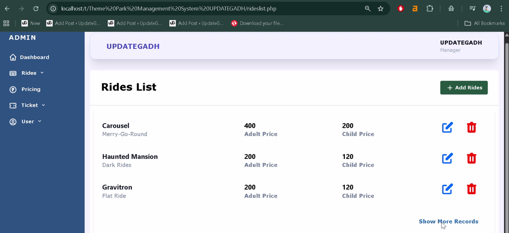 Theme Park Management System Using PHP and MySQL-4