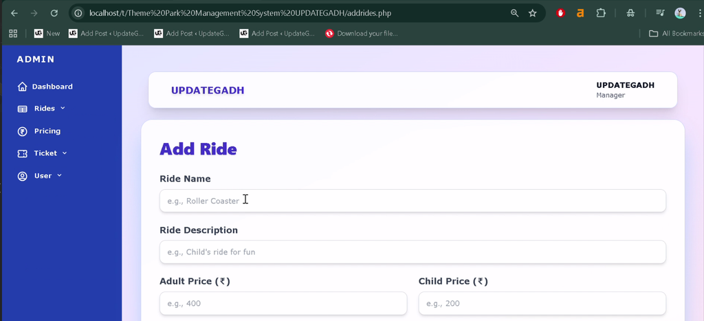 Theme Park Management System Using PHP and MySQL-3