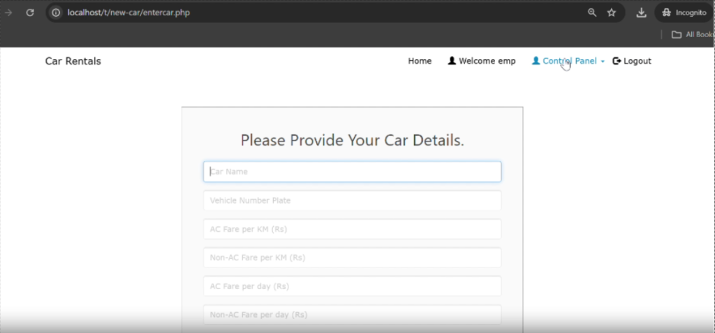 Car Rental Management System PHP & MySQL