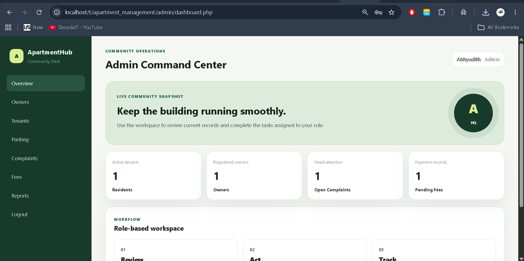Apartment Management System Using PHP and MySQL