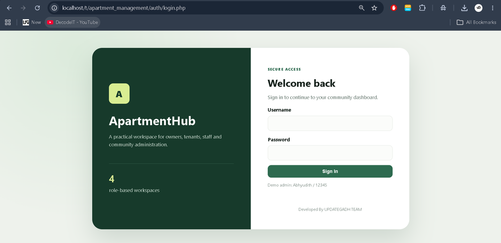 Apartment Management System Using PHP and MySQL