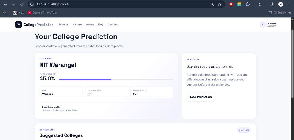 College Prediction System Using Python and Machine Learning