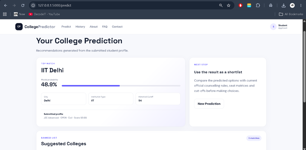 College Prediction System Using Python and Machine Learning