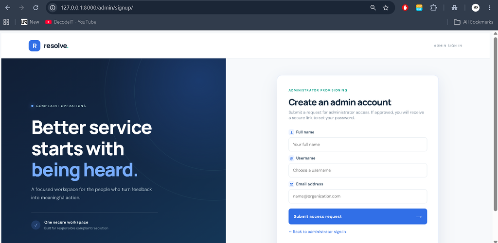 Complaint Management System Using Python Django-2
