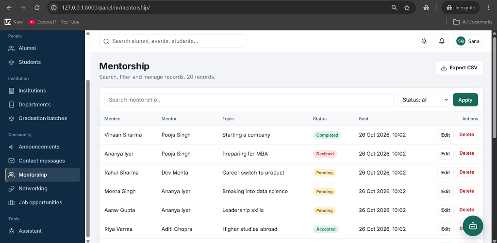 Event Alumni Management System Using Python and AI Chatbot-5