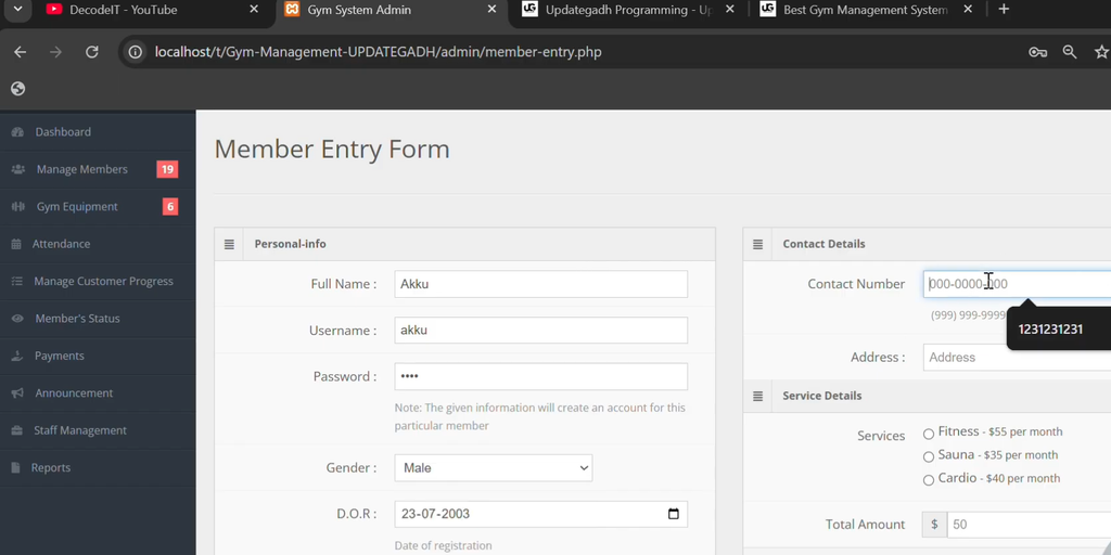 Best Gym Management System Using PHP