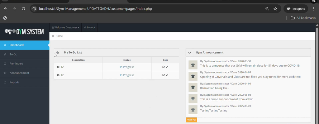 Best Gym Management System Using PHP