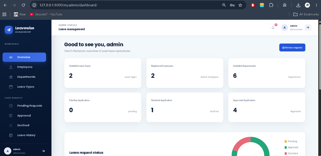 Leave Management System Using Django and Python=3