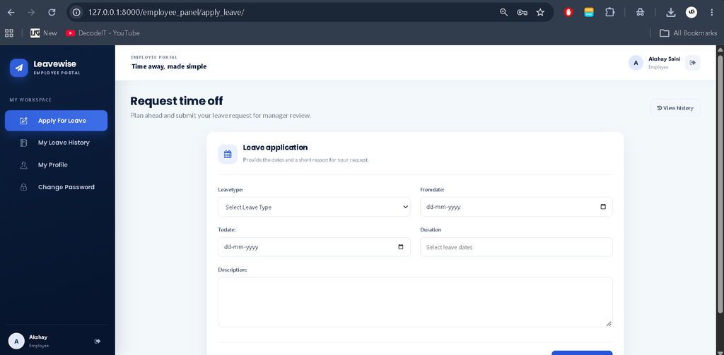 Leave Management System Using Django and Python=6