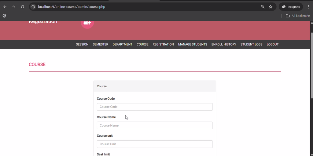 Online Course Registration System Using PHP and MySQL-3