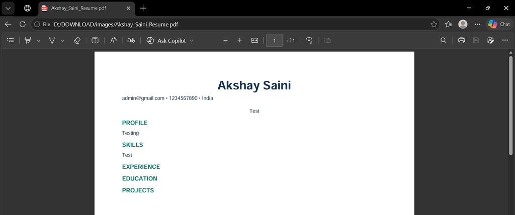 Online Resume Builder using Python Django