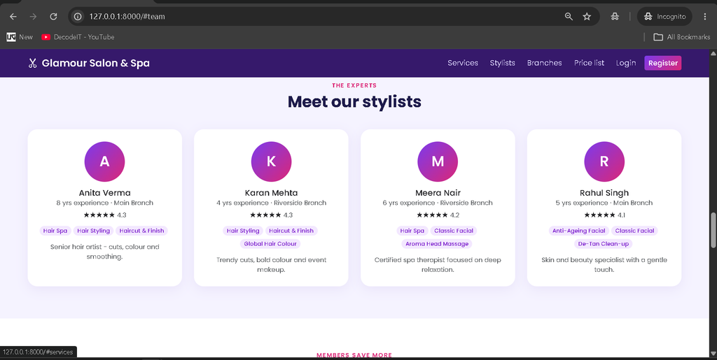 Salon Management System Using Python and Django
