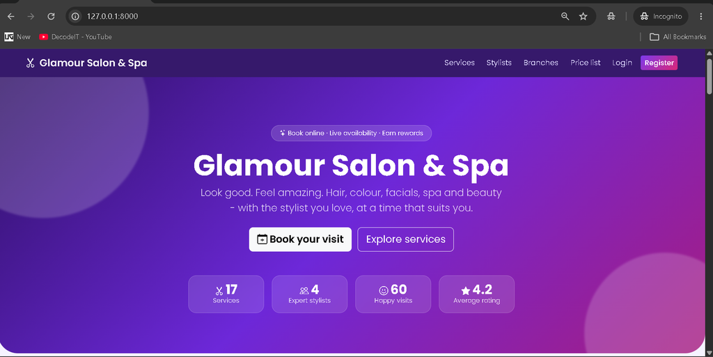 Salon Management System Using Python and Django