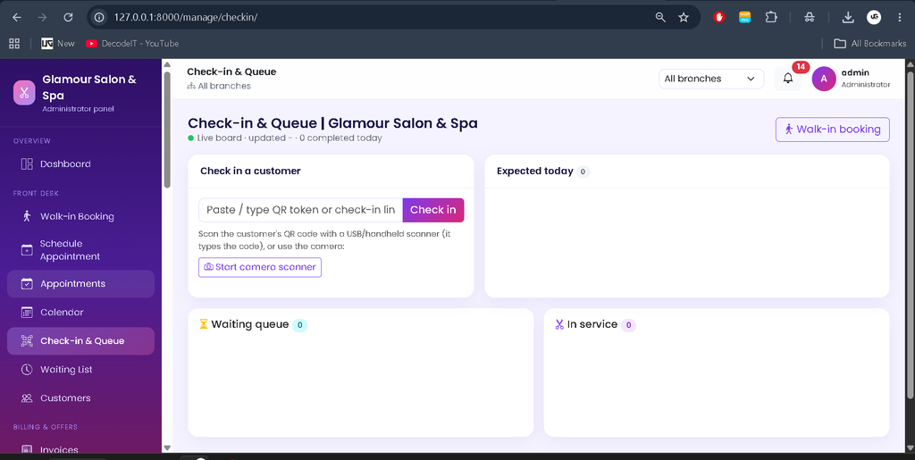 Salon Management System Using Python and Django