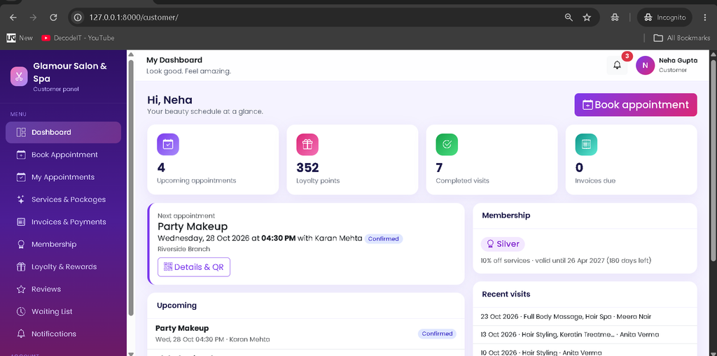 Salon Management System Using Python and Django