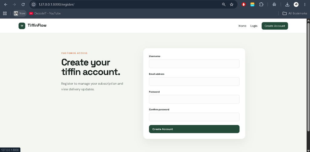 Tiffin Delivery Management System Using Django