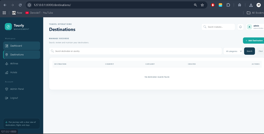 Tour Management System Using Python and Django