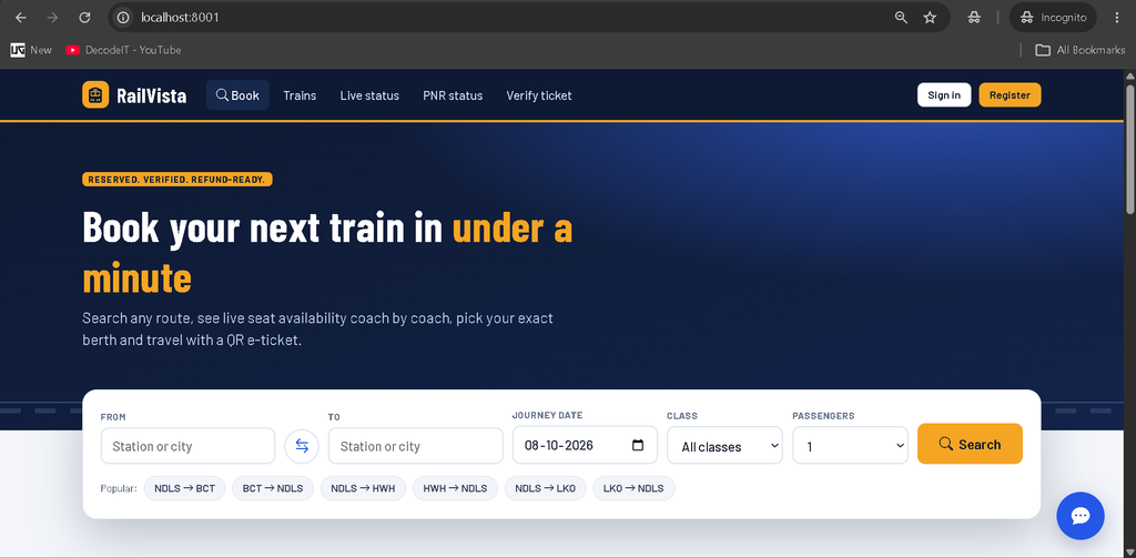 Train Ticket Reservation System Using Python and Django