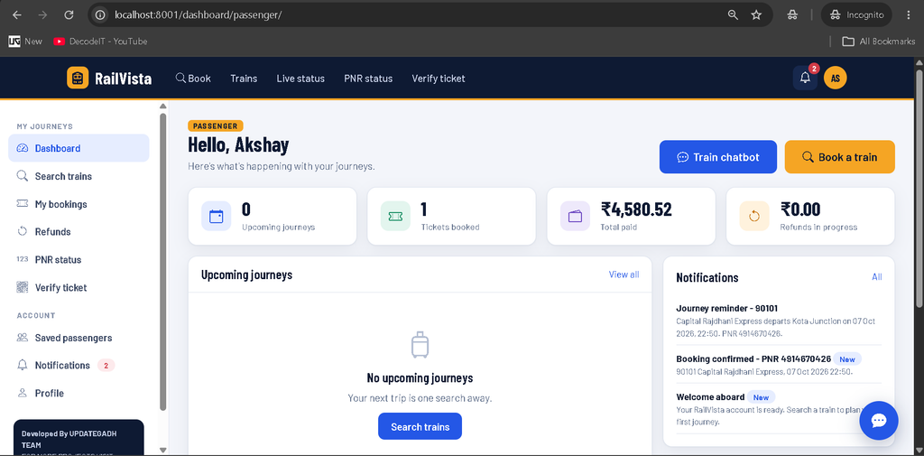 Train Ticket Reservation System Using Python and Django