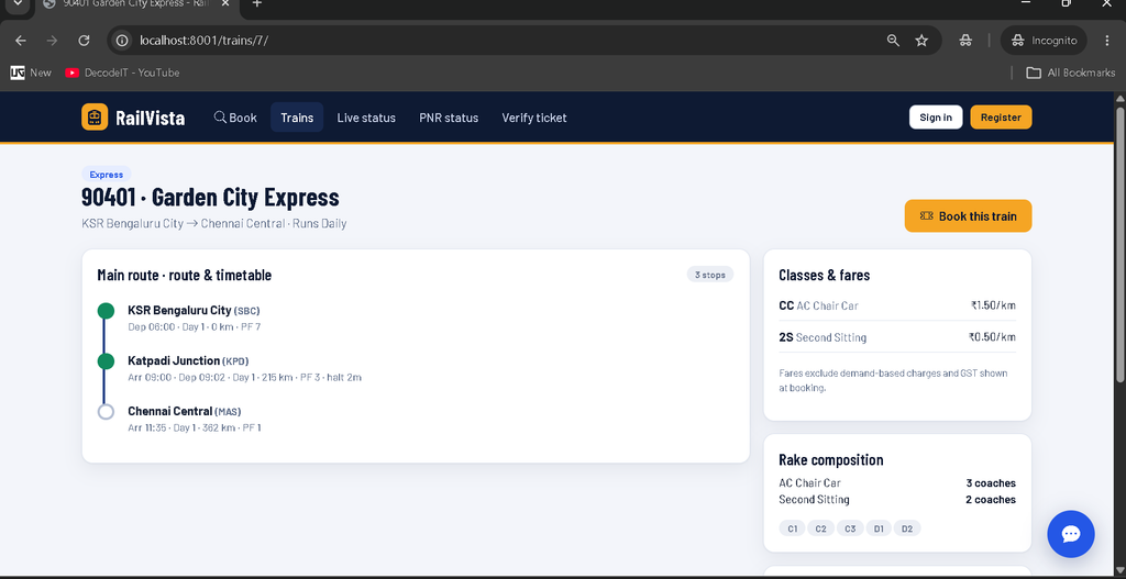Train Ticket Reservation System Using Python and Django