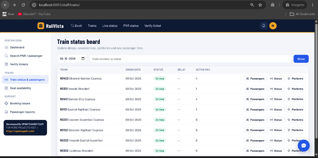 Train Ticket Reservation System Using Python and Django