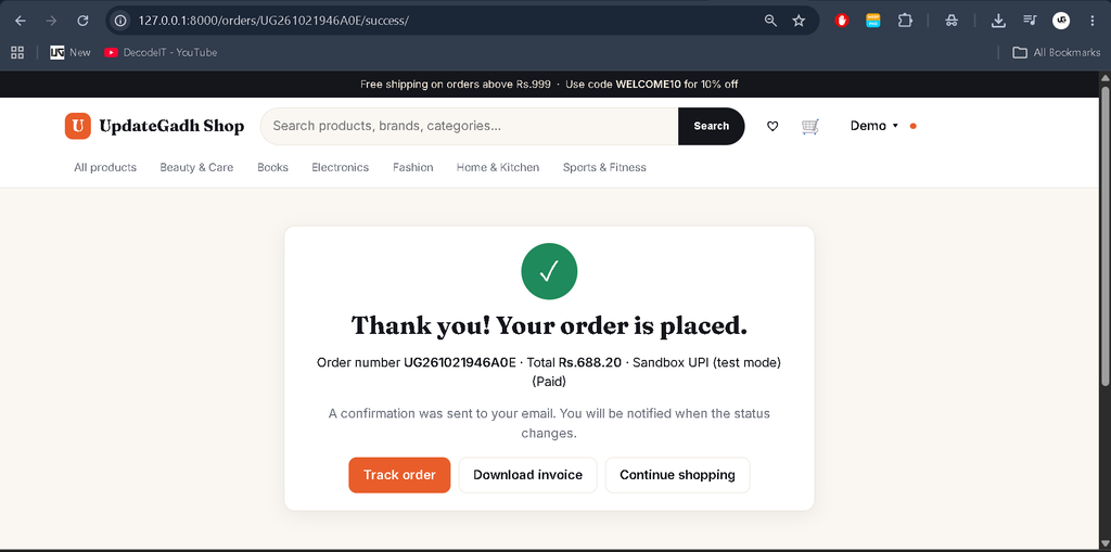 Advanced E-Commerce Management System Using Django-user panal