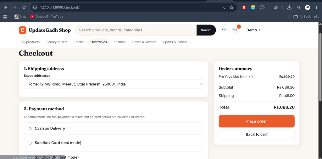 Advanced E-Commerce Management System Using Django-home page user panal