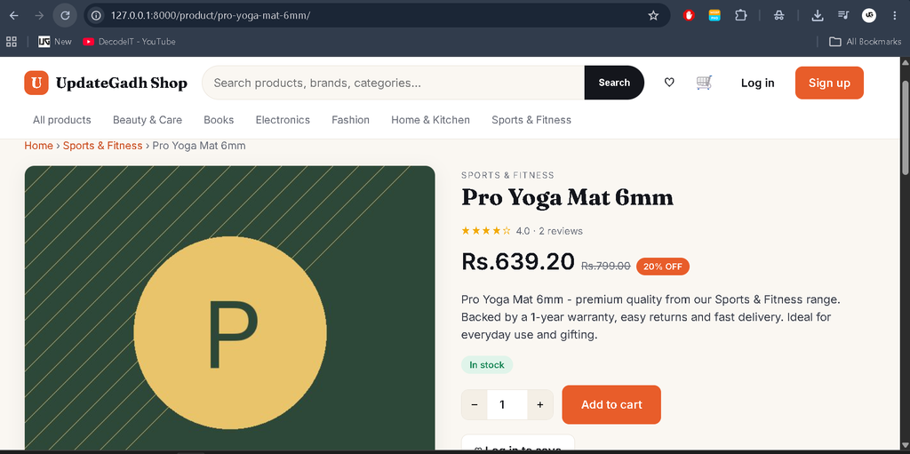 Advanced E-Commerce Management System Using Django-home page