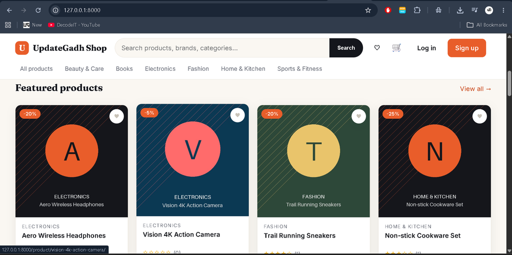 Advanced E-Commerce Management System Using Django-home page