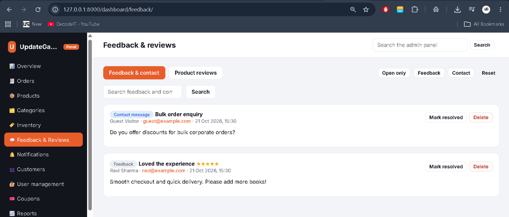 Advanced E-Commerce Management System Using Django-admin panal