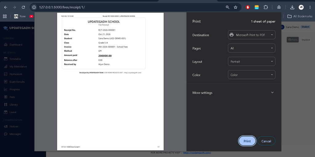 Advanced School Management System Using Python Django