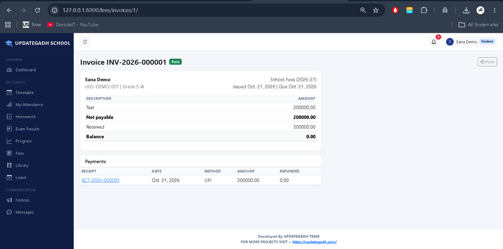 Advanced School Management System Using Python Django