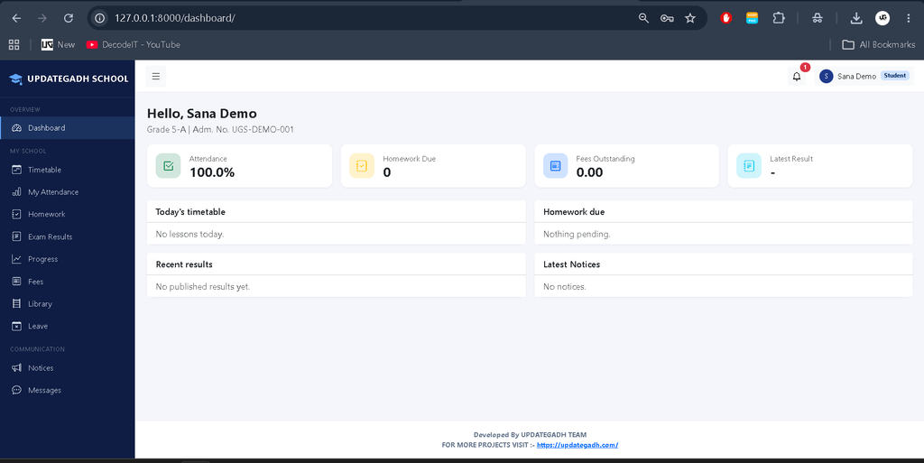 Advanced School Management System Using Python Django