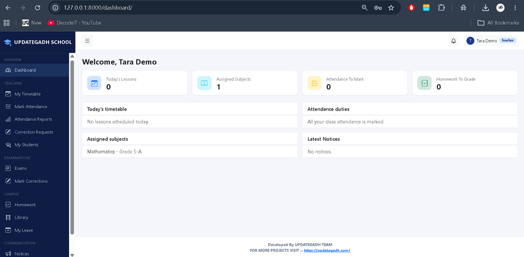 Advanced School Management System Using Python Django