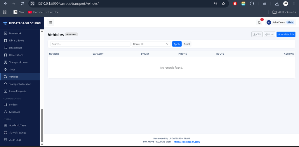 Advanced School Management System Using Python Django