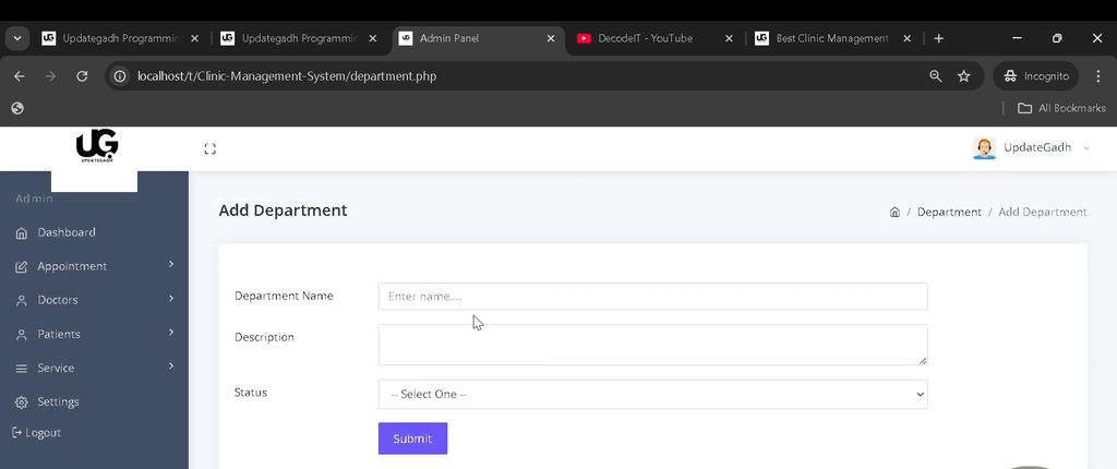 Best Clinic Management System Using PHP & MYSQL