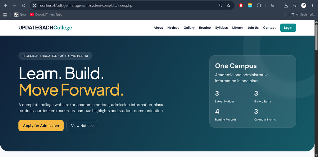 College Management System in PHP and MySQL