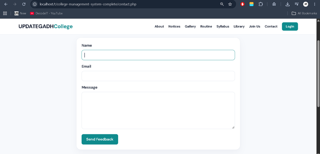 College Management System in PHP and MySQL
