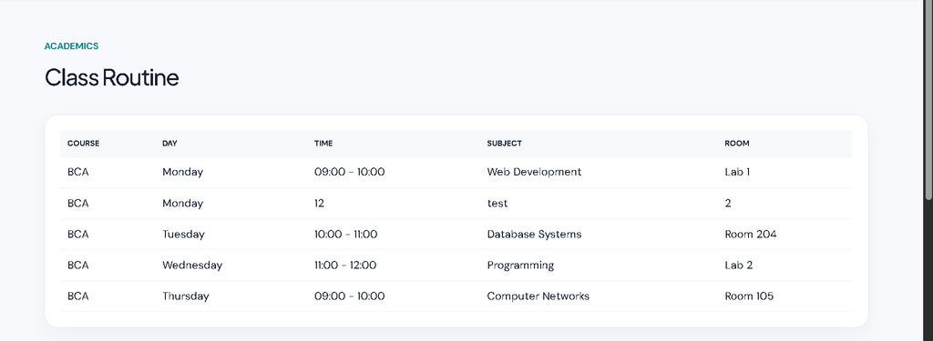 College Management System in PHP and MySQL