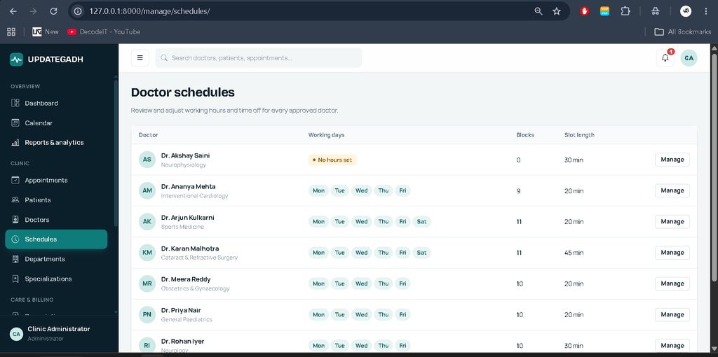 Doctor Appointment Management System Using Python and Django